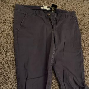 Light blue straight leg pants.